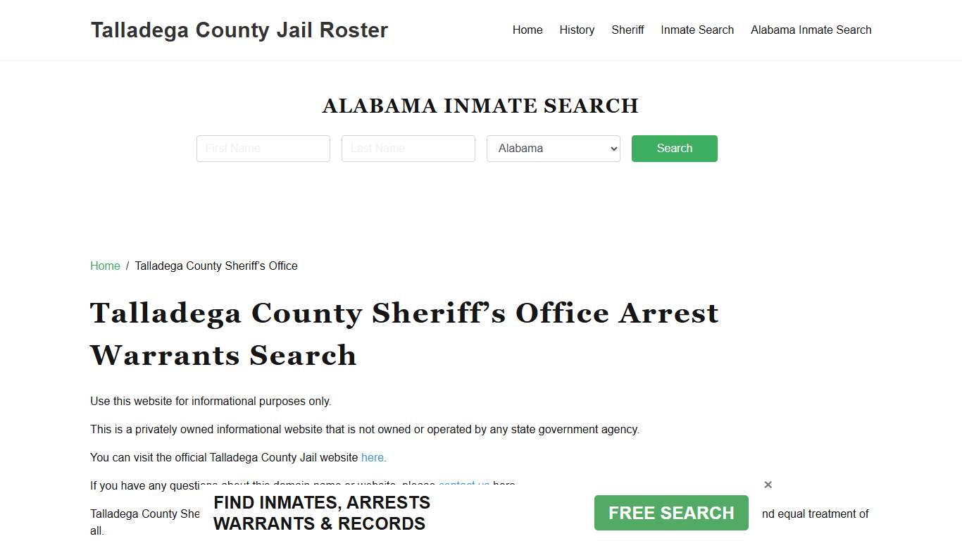 Talladega County Sheriff Office, AL, Arrest Warrants Search